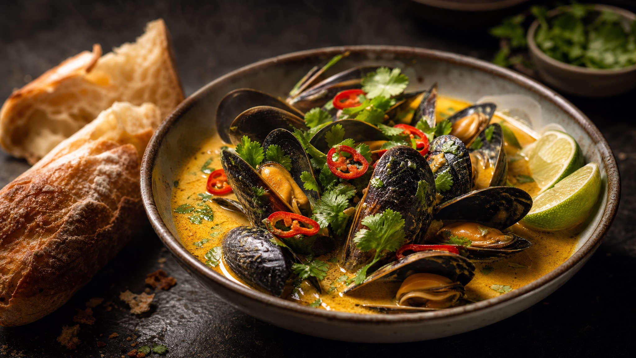 Coconut Curry Mussels